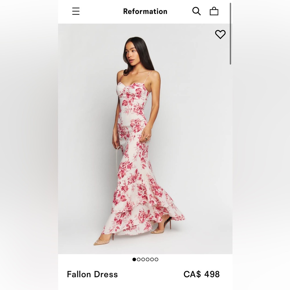 Reformation Fallon dress white/pink floral print (Paris print)